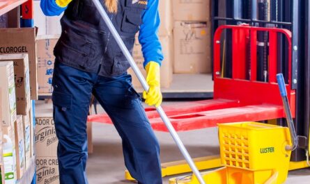 Woman Holding Mop