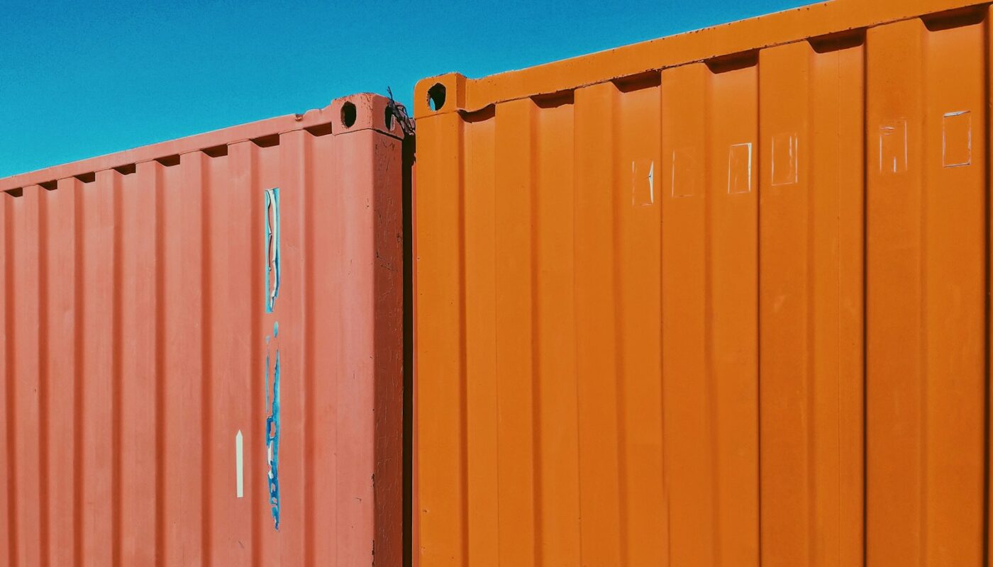 orange and blue steel gate