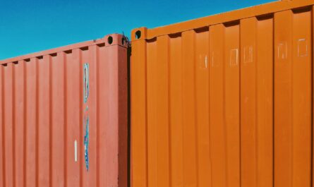 orange and blue steel gate